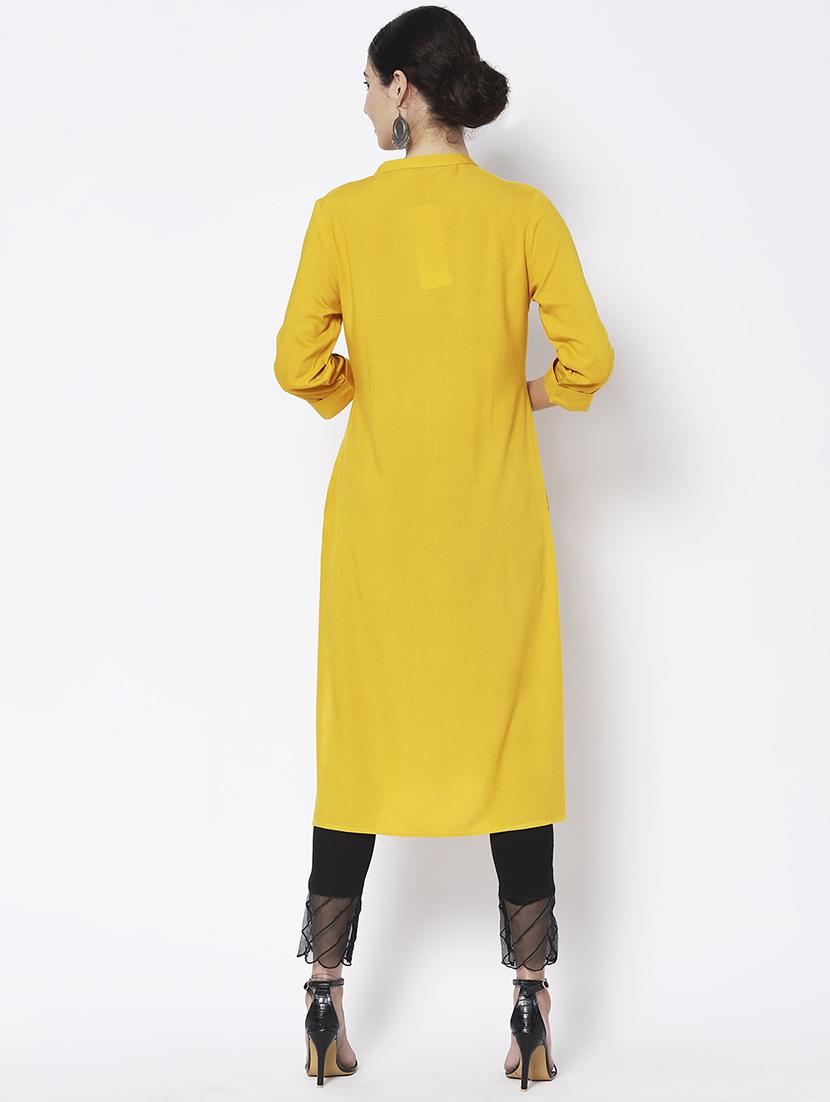 women floral embroidered patch detailed a-line kurta - 20563834 - Standard Image - 2