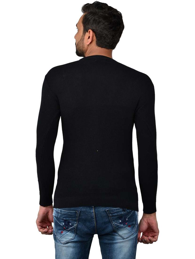 black solid long sleeve pullover - 20564476 -  Standard Image - 2