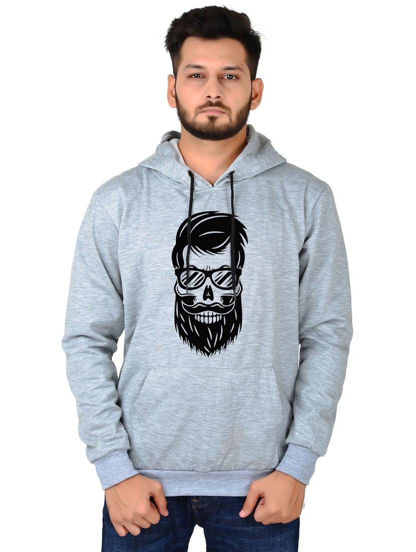 men grey melange graphic hooded sweatshirt - 20564773 - Standard Image - 2