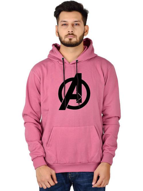 men pink typographic hooded sweatshirt - 20564787 - Standard Image - 0