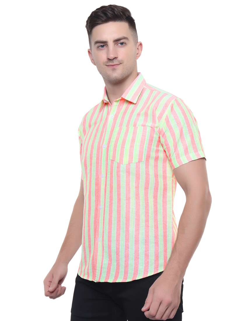 green & pink collared casual shirt - 20564993 - Standard Image - 2
