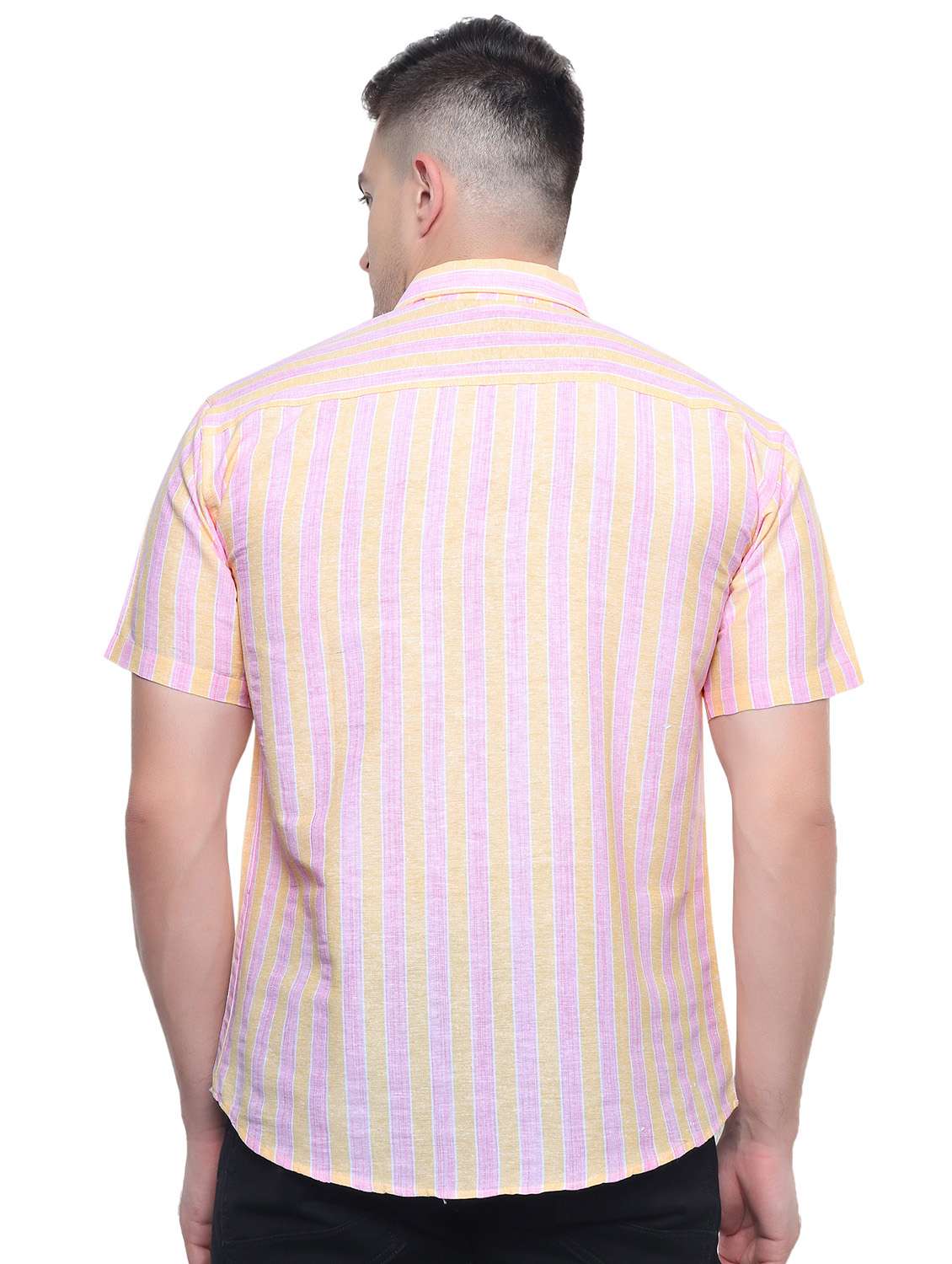 orange & pink striped casual shirt - 20564994 - Standard Image - 2
