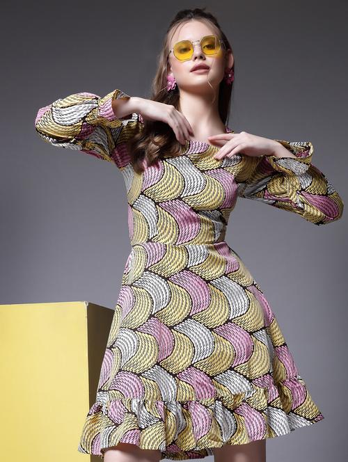 multicolored polyester fit & flare dress - 20565004 - Standard Image - 0