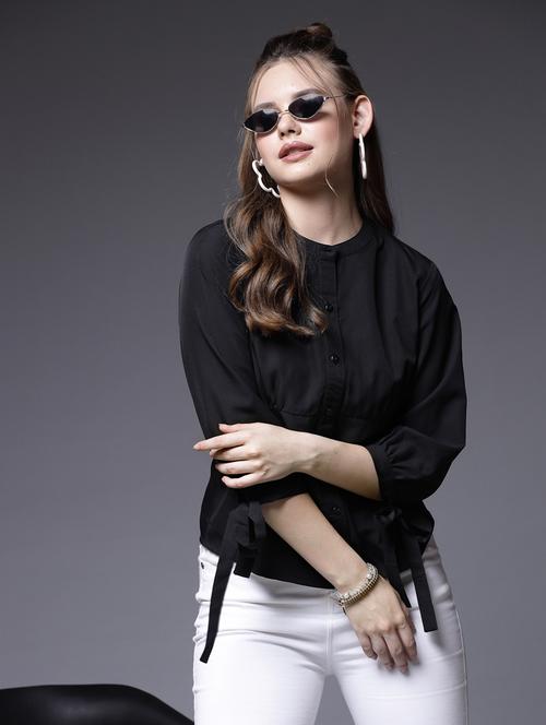 black polyester regular shirt - 20565027 -  Standard Image - 0