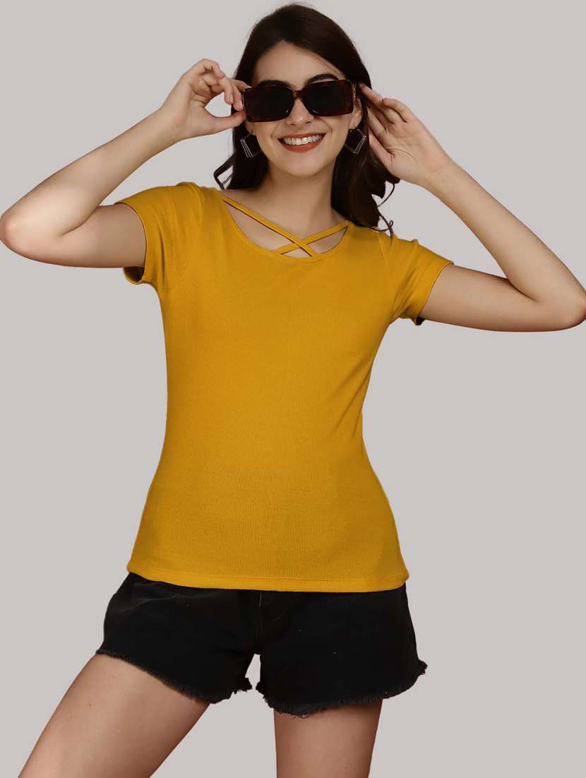 mustard cotton regular top - 20565042 - Standard Image - 2