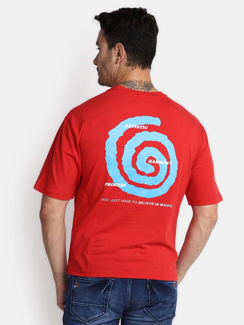 red cotton front & back print tshirt - 20565253 -  Standard Image - 2