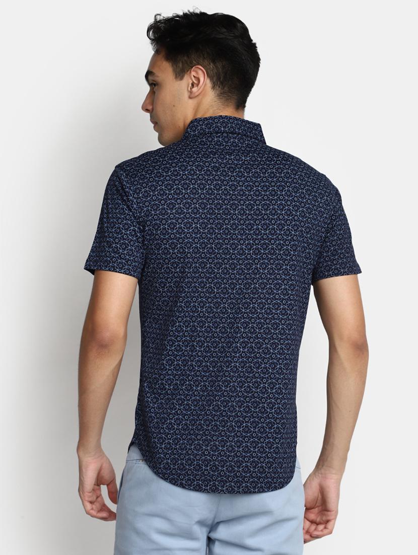 navy blue cotton regular casual shirt - 20565282 - Standard Image - 2