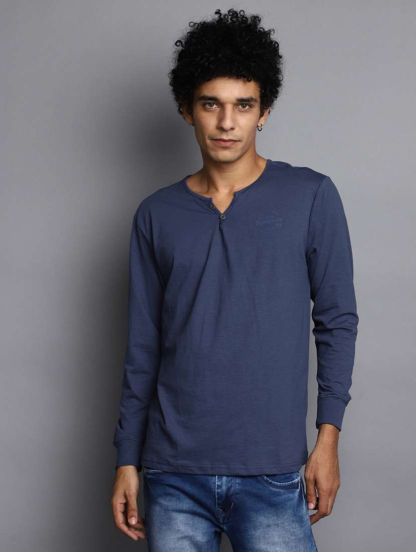 blue cotton plain tshirt