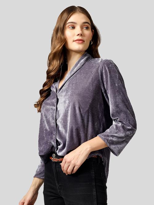 grey velvet solid top - 20565703 -  Standard Image - 0