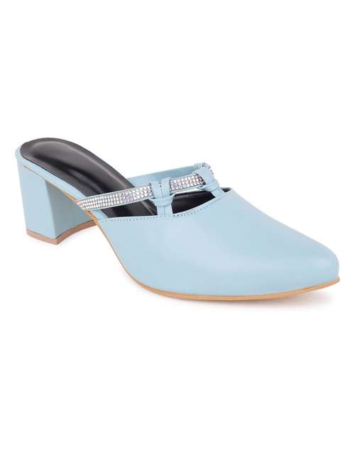 light blue synthetic mules - 20565711 -  Standard Image - 0