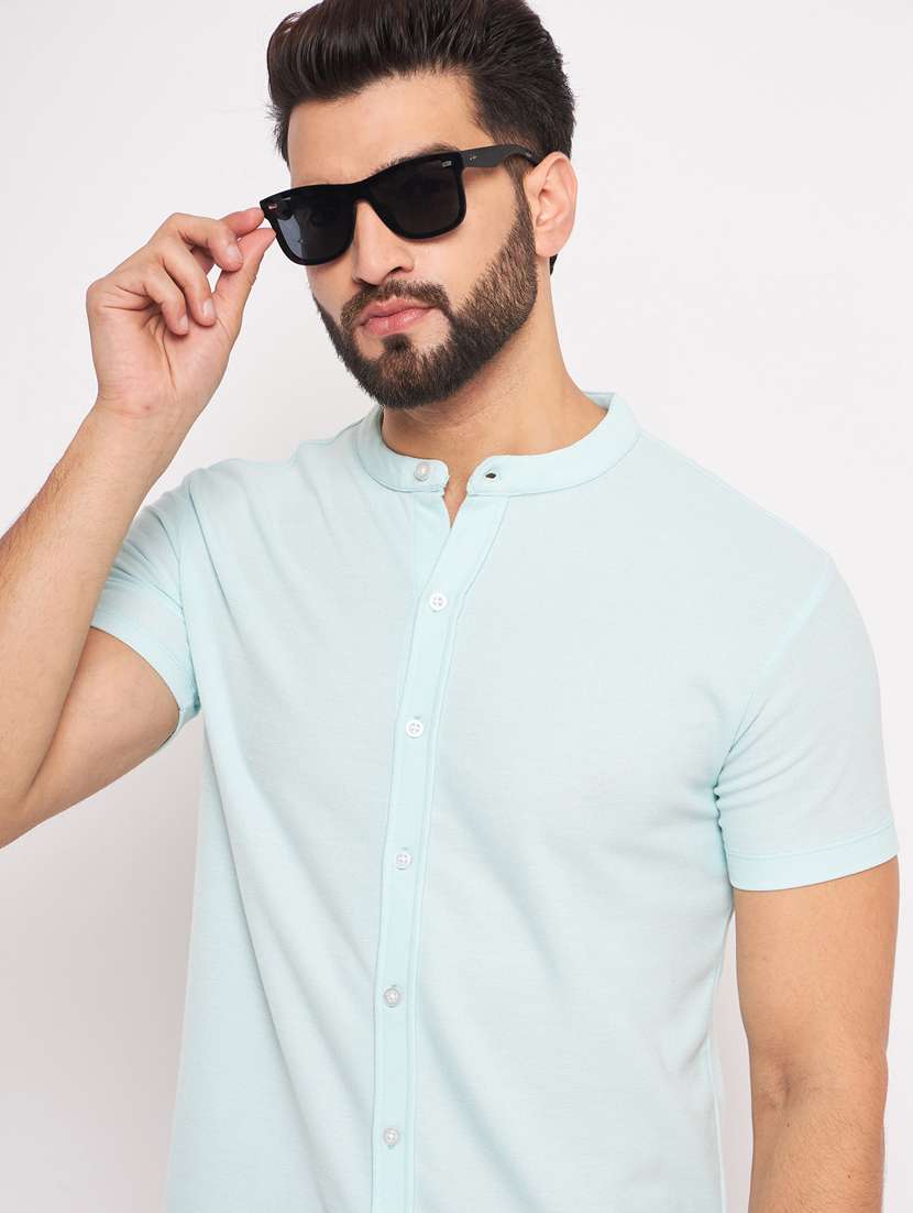 men light blue solid casual shirt - 20565811 -  Standard Image - 2