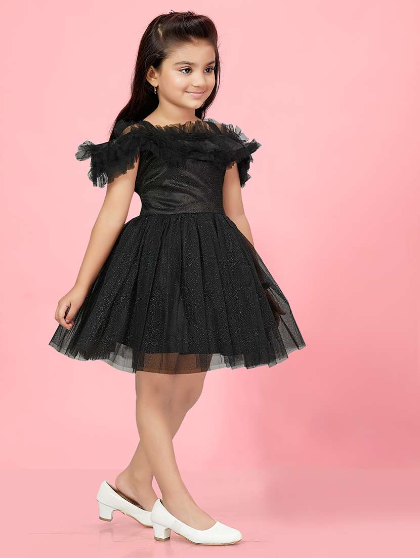 girls round neck self-design frock - 20567840 -  Standard Image - 2