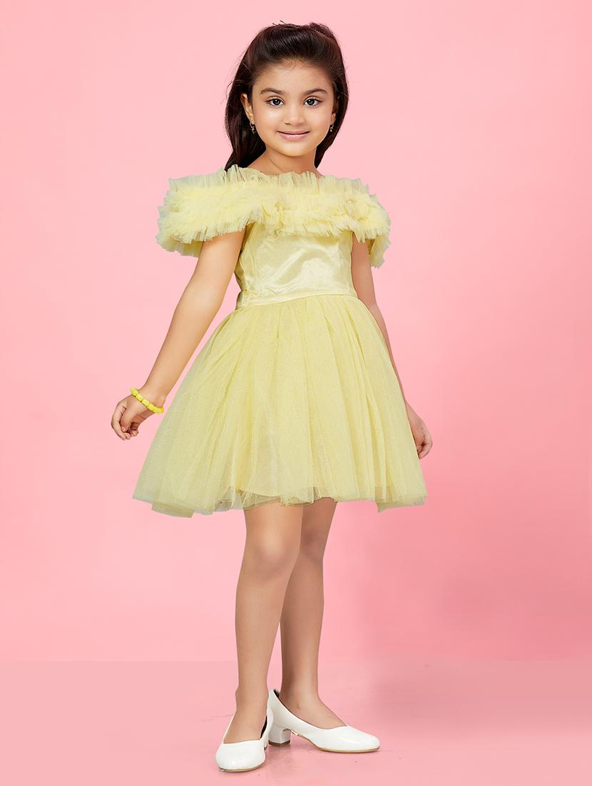 girls round neck self-design frock - 20567842 - Standard Image - 2
