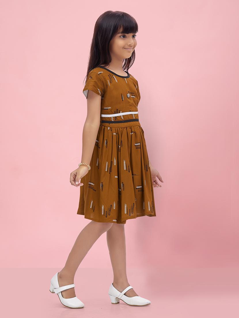 girls round neck short sleeve frock - 20567920 - Standard Image - 2