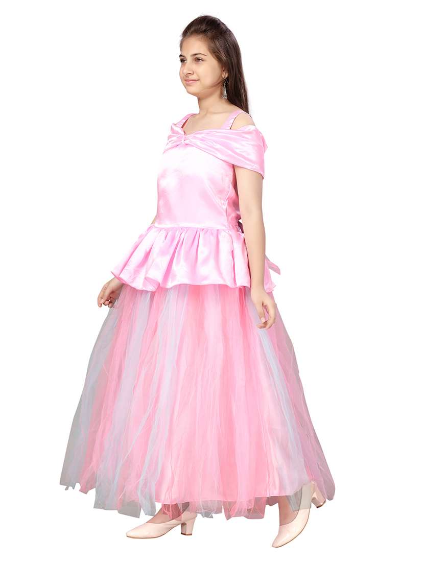 girls round neck self-design frock - 20567935 -  Standard Image - 2