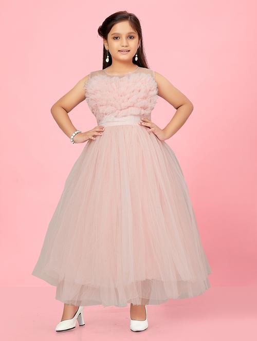 girls round neck self-design frock - 20567971 -  Standard Image - 0