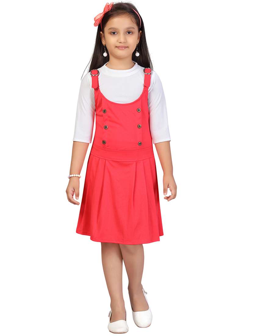 girls red solids dungarees