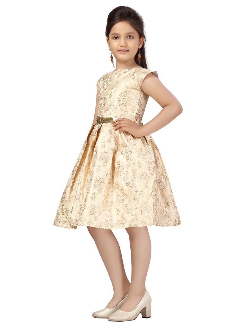 girls round neck cape sleeves frock - 20568296 - Standard Image - 2