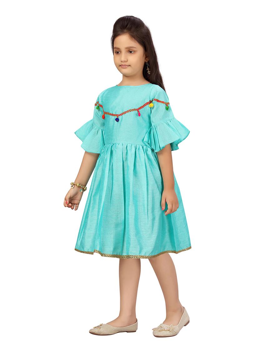 girls solid round neck frock - 20568311 - Standard Image - 2