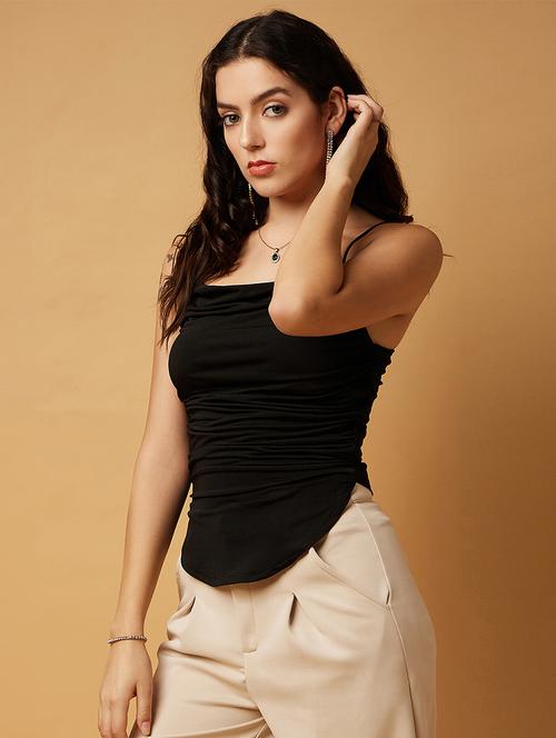 women black shoulder strap tank top - 20569322 - Standard Image - 0