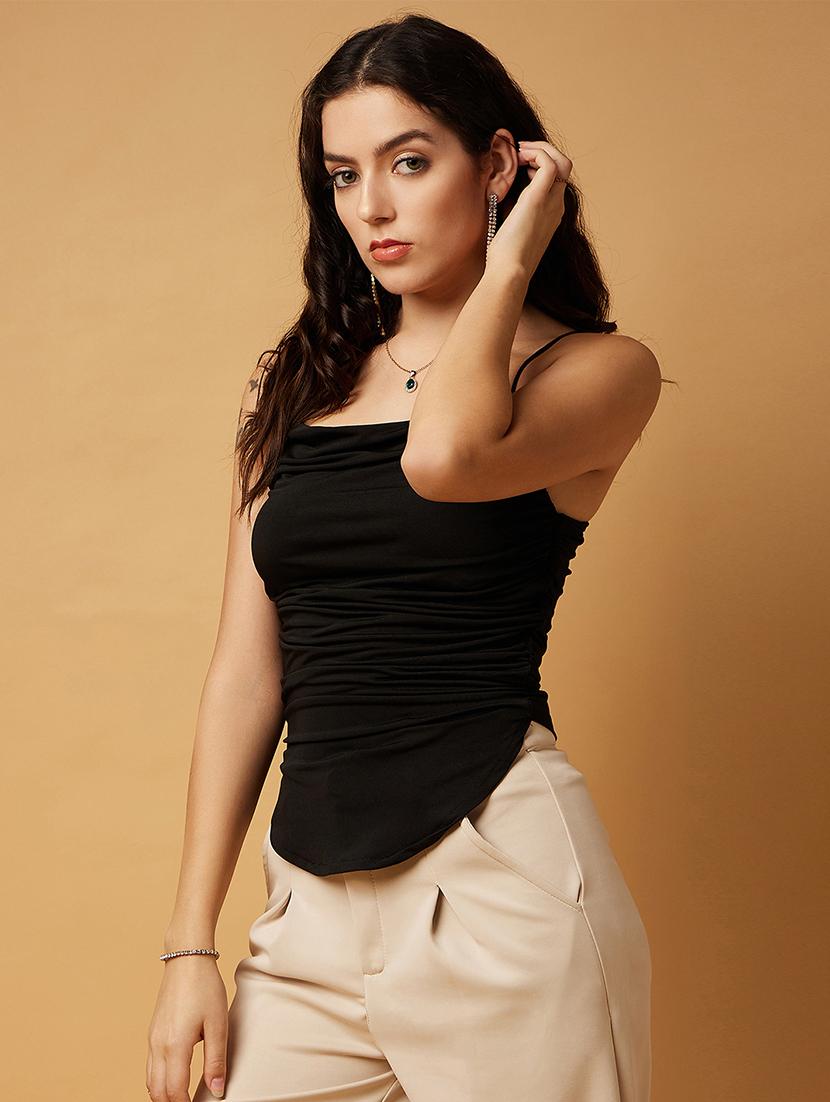 women black shoulder strap tank top - 20569322 - Zoom Image - 0