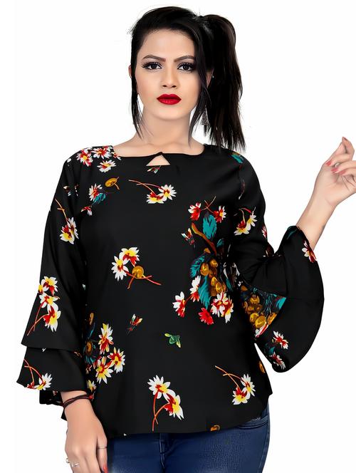 women bell sleeved floral printed regular tunic - 20569324 - Standard Image - 0