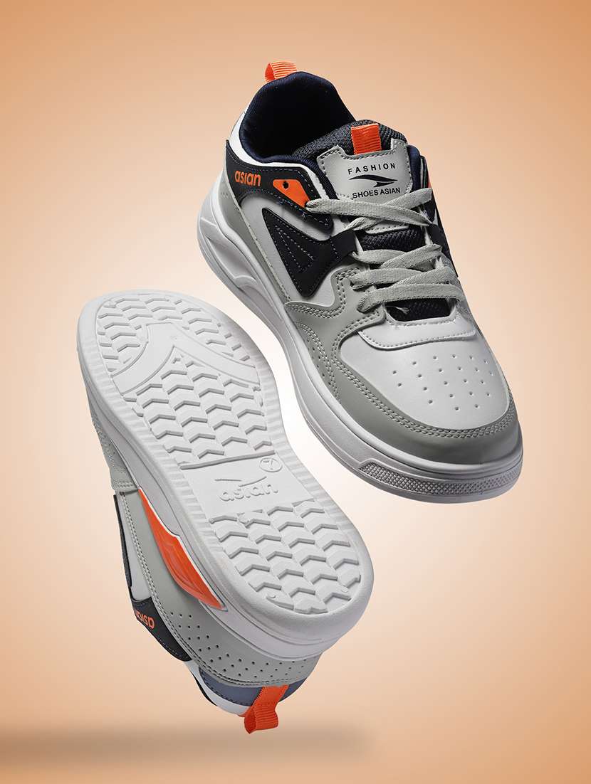 men color blocked lace up sneakers