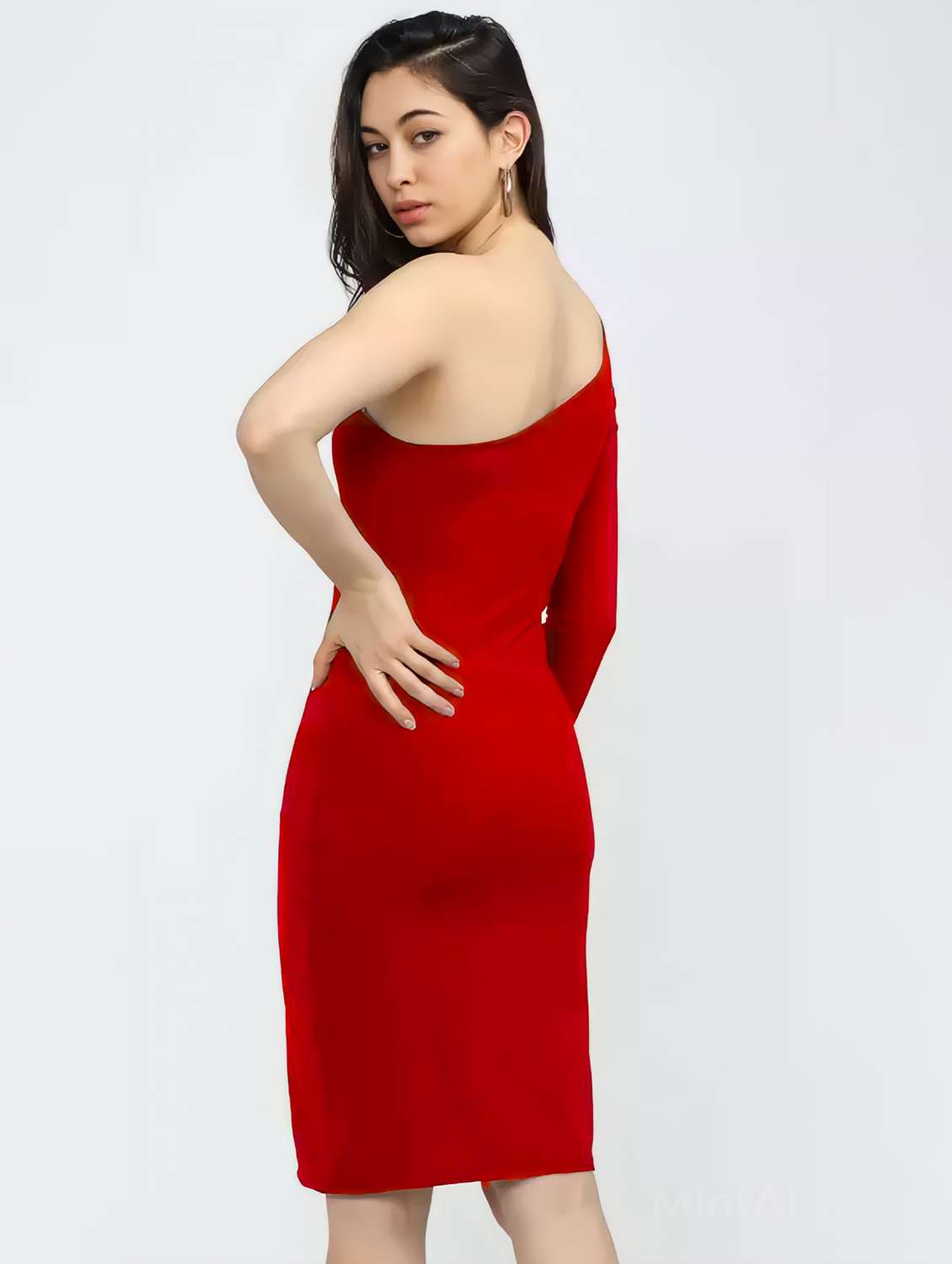 women solid single shoulder bodycon dress - 20570618 -  Standard Image - 2