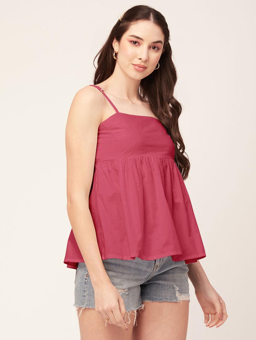 women solid bow styled peplum top - 20570720 - Standard Image - 2