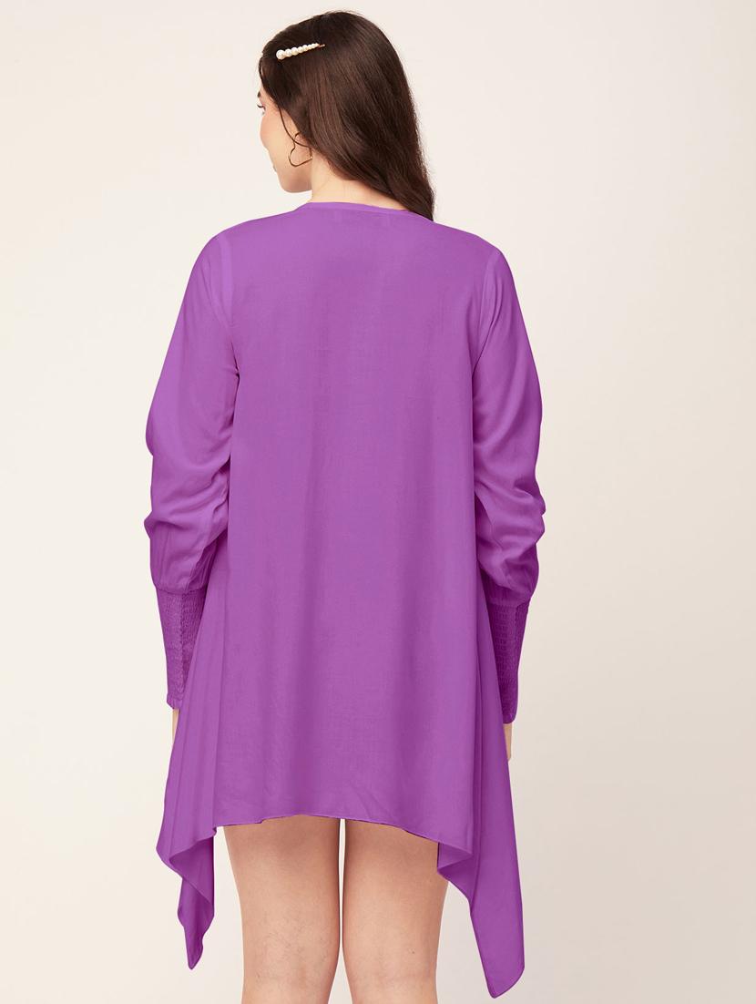 women solid purple asymmetric short dress - 20570723 - Standard Image - 2