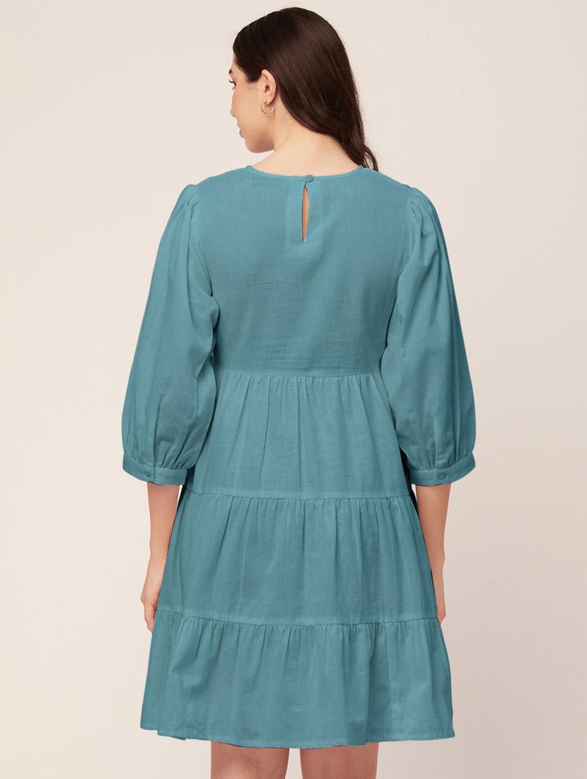 women solid tiered short dress - 20570724 - Standard Image - 2