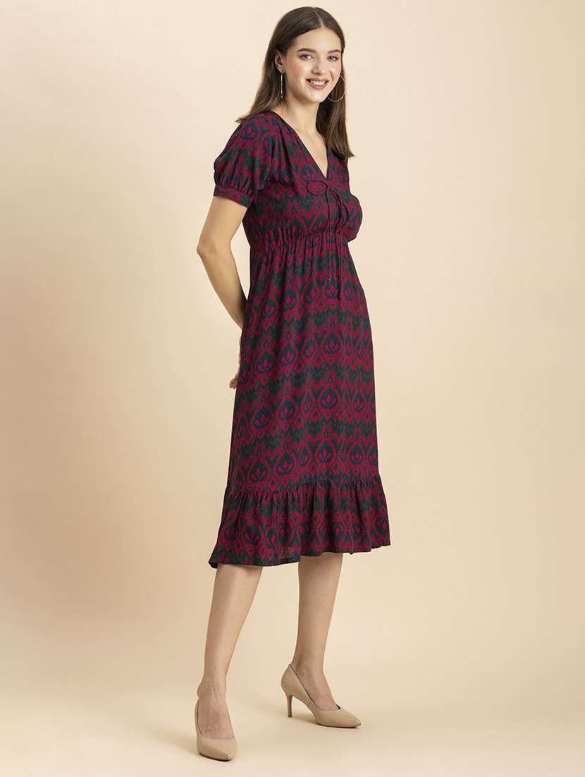 women printed fit & flare midi dress - 20570726 -  Standard Image - 2