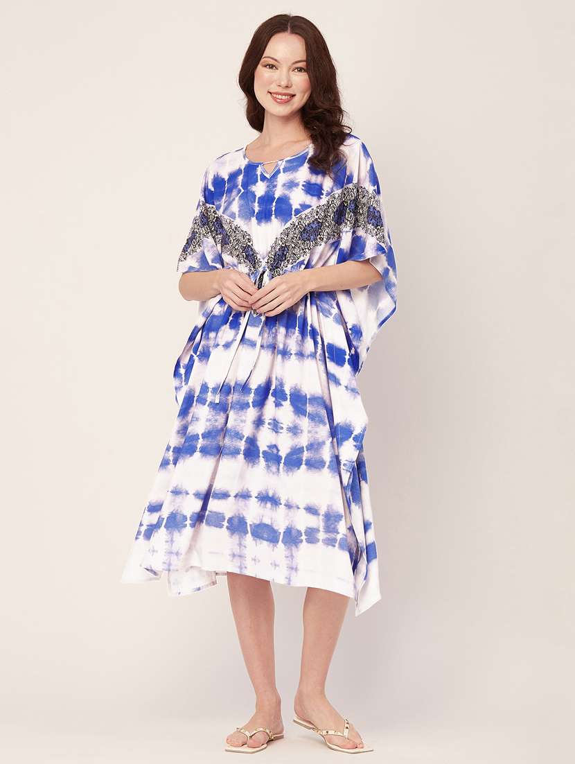 women tie & dyed fit & flare kaftan dress