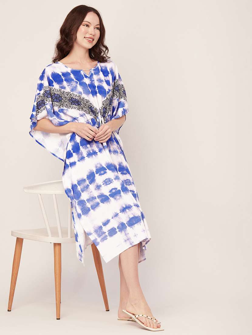women tie & dyed fit & flare kaftan dress - 20570731 - Standard Image - 2
