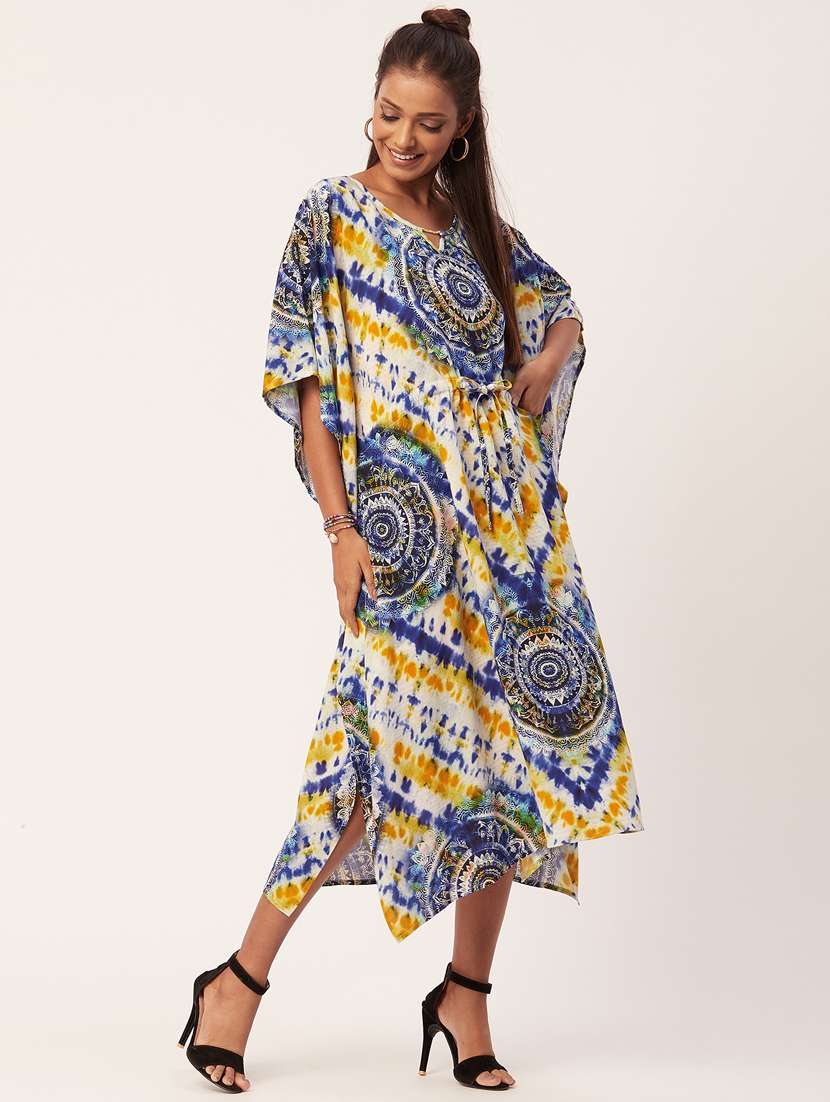 women printed fit & flare kaftan dress - 20570732 -  Standard Image - 2