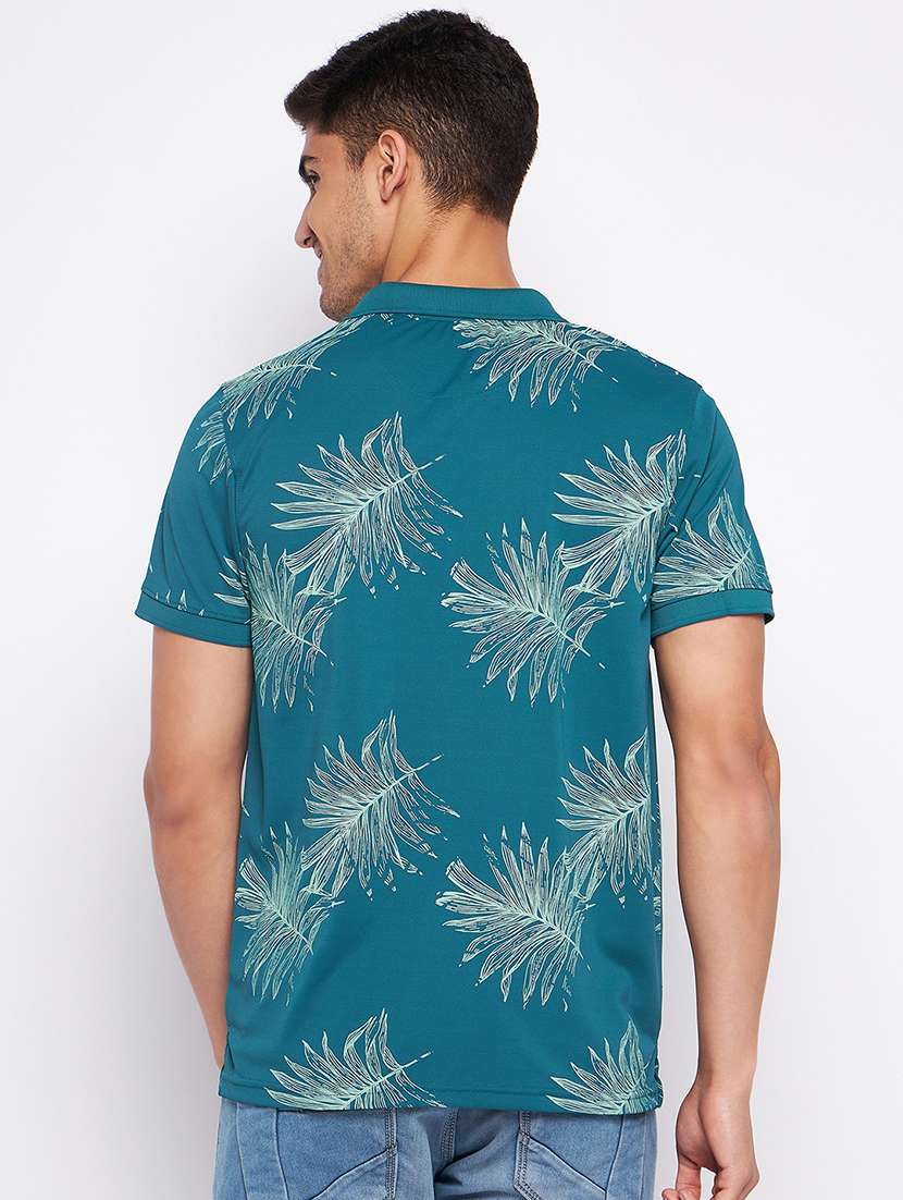 men sea green printed polo t-shirt - 20570746 -  Standard Image - 2