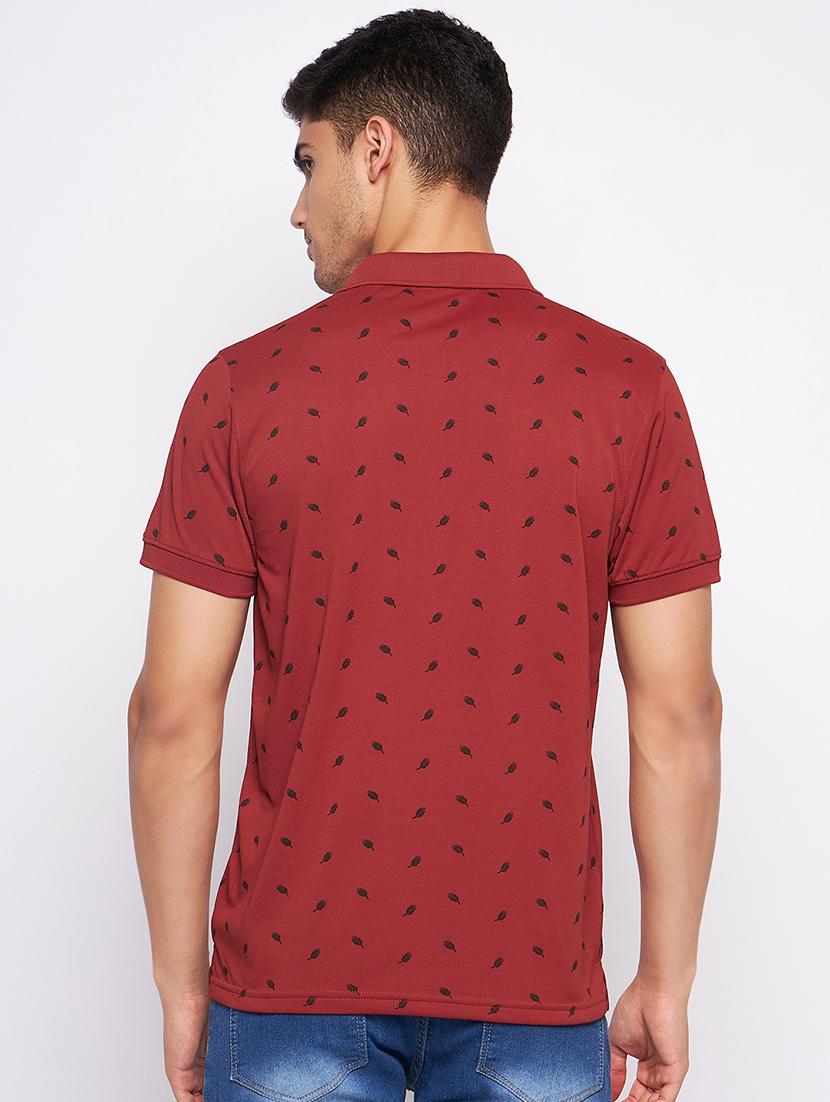 men maroon printed polo t-shirt - 20570769 - Standard Image - 2