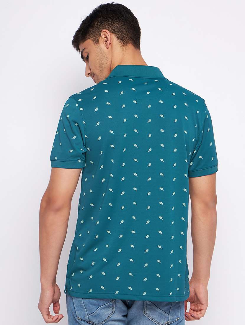 men sea green printed polo t-shirt - 20570770 - Standard Image - 2