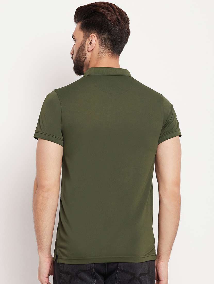 men olive green embroidered detailed polo t-shirt - 20570798 - Standard Image - 2