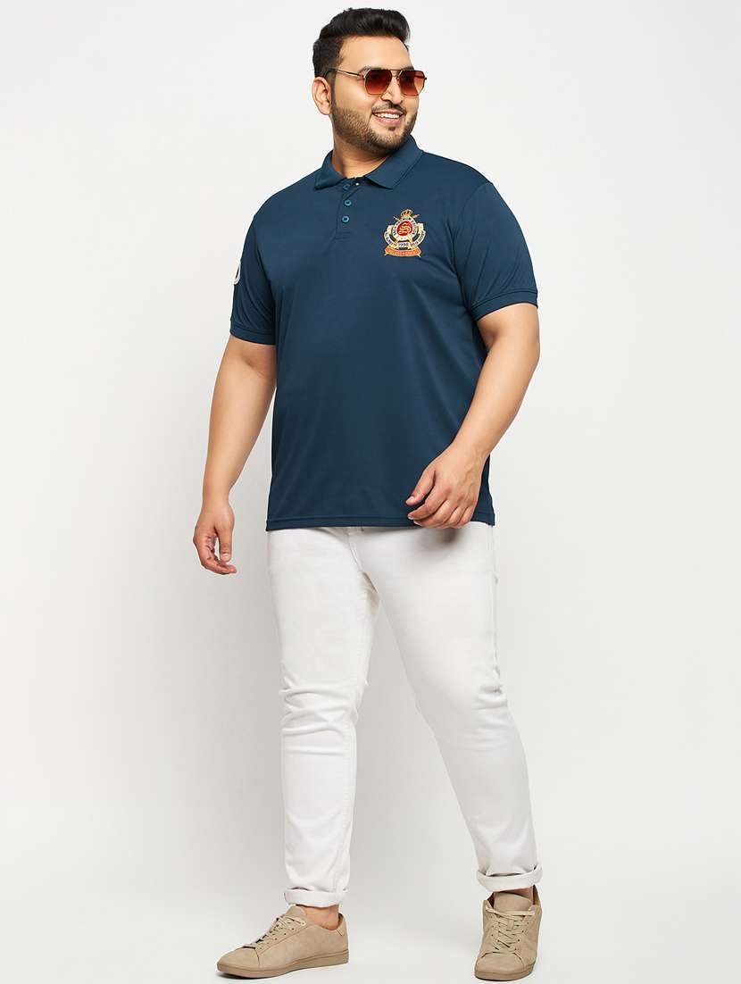 men teal blue plus size polo t-shirt - 20570866 - Standard Image - 2