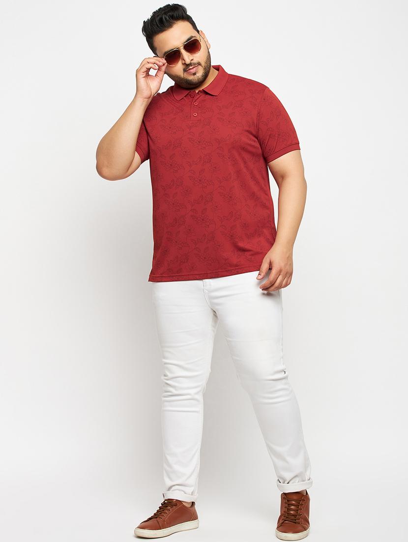 men red printed plus size polo t-shirt - 20570883 - Standard Image - 2