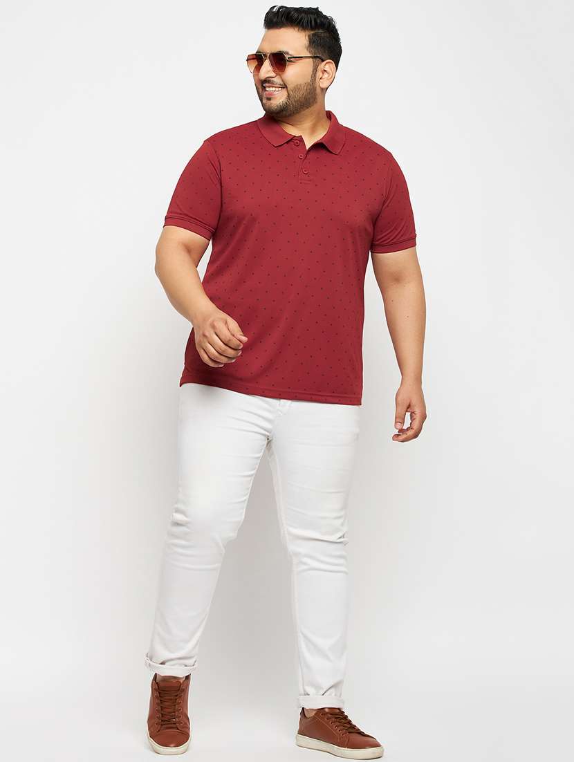 men red printed plus size polo t-shirt - 20570895 - Standard Image - 2
