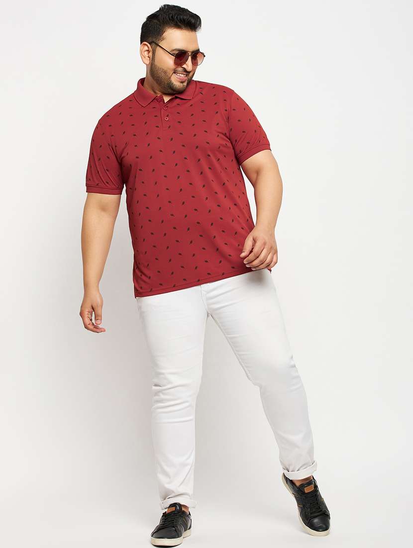 men red printed plus size polo t-shirt - 20570903 - Standard Image - 2
