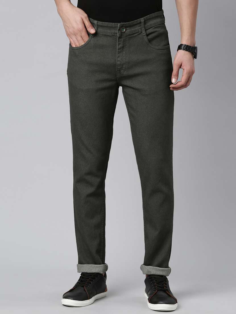 men solid mid rise jeans