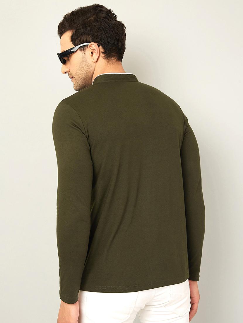 men mandarin neck solid t-shirt - 20570971 - Standard Image - 2