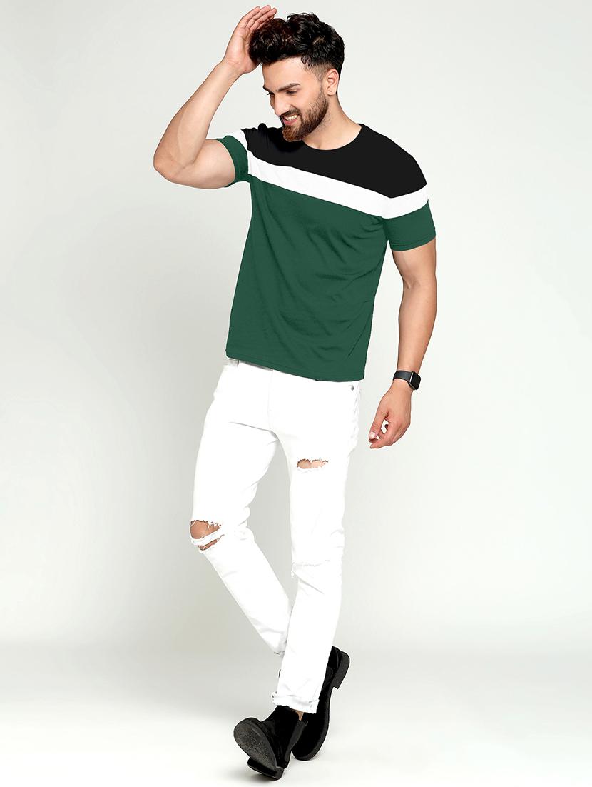 men round neck color block t-shirt - 20570993 - Standard Image - 2