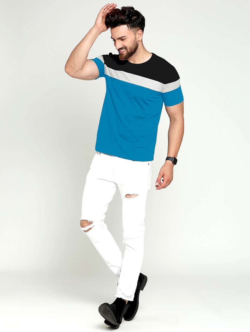 men round neck color block t-shirt - 20571010 -  Standard Image - 2