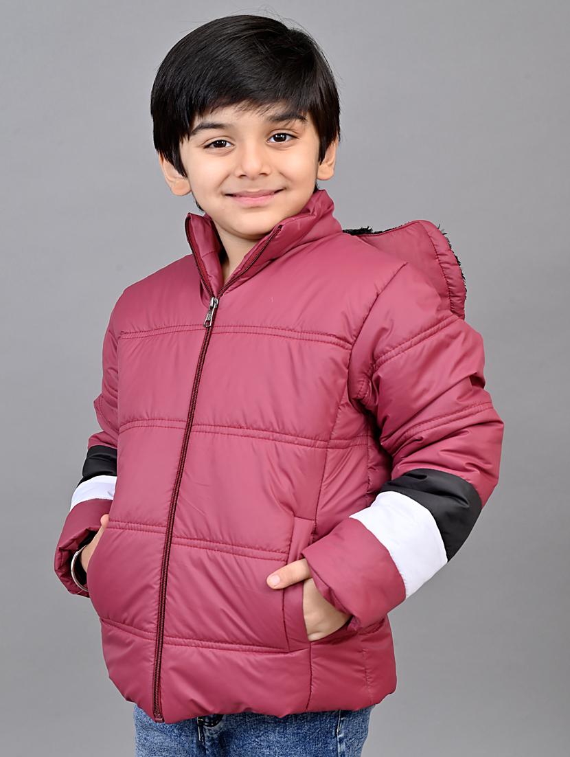 maroon fleece quilted jacket - 20571372 - Standard Image - 2