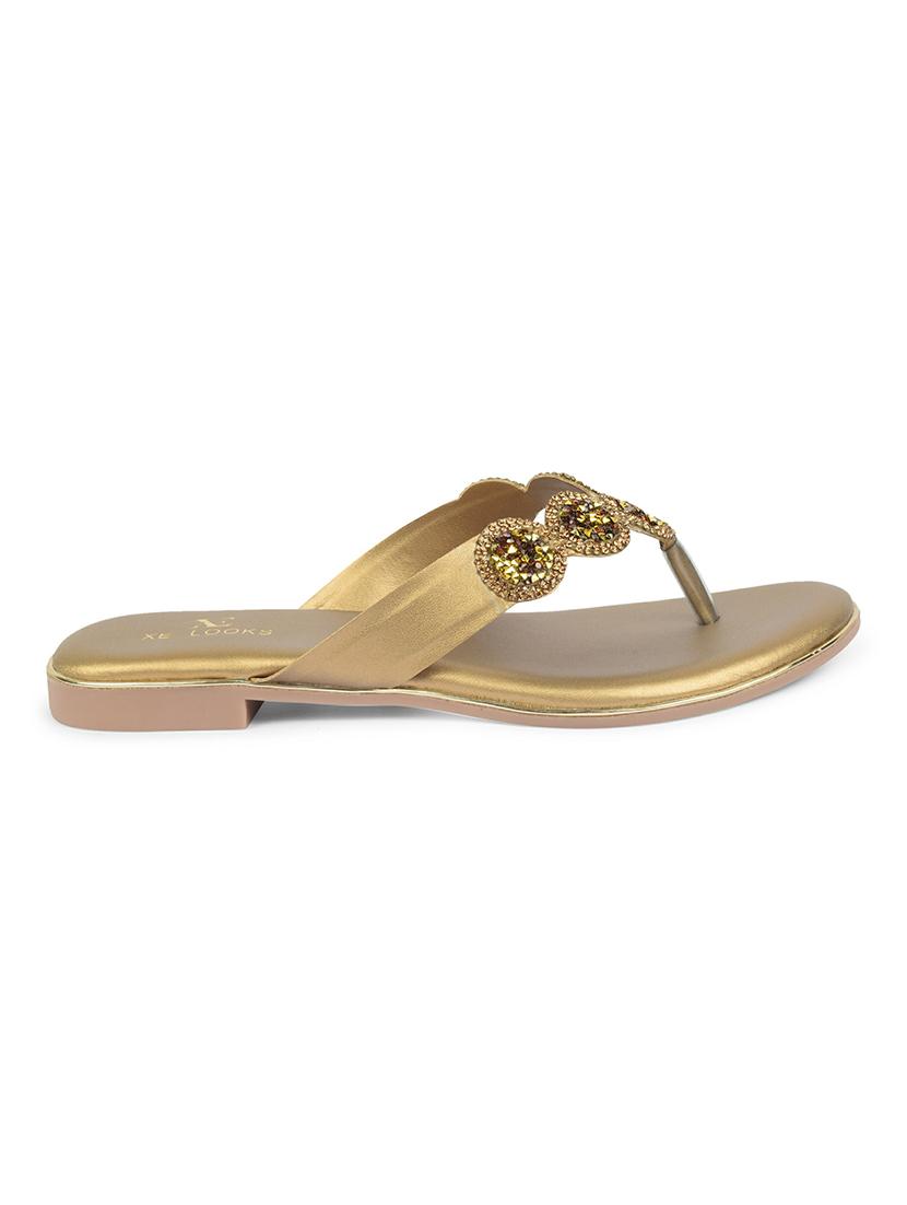 copper synthetic slip on sandals - 20572275 - Standard Image - 2