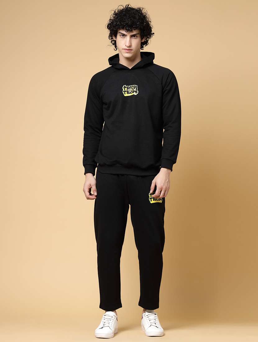 men hooded fleece ankle length track suit